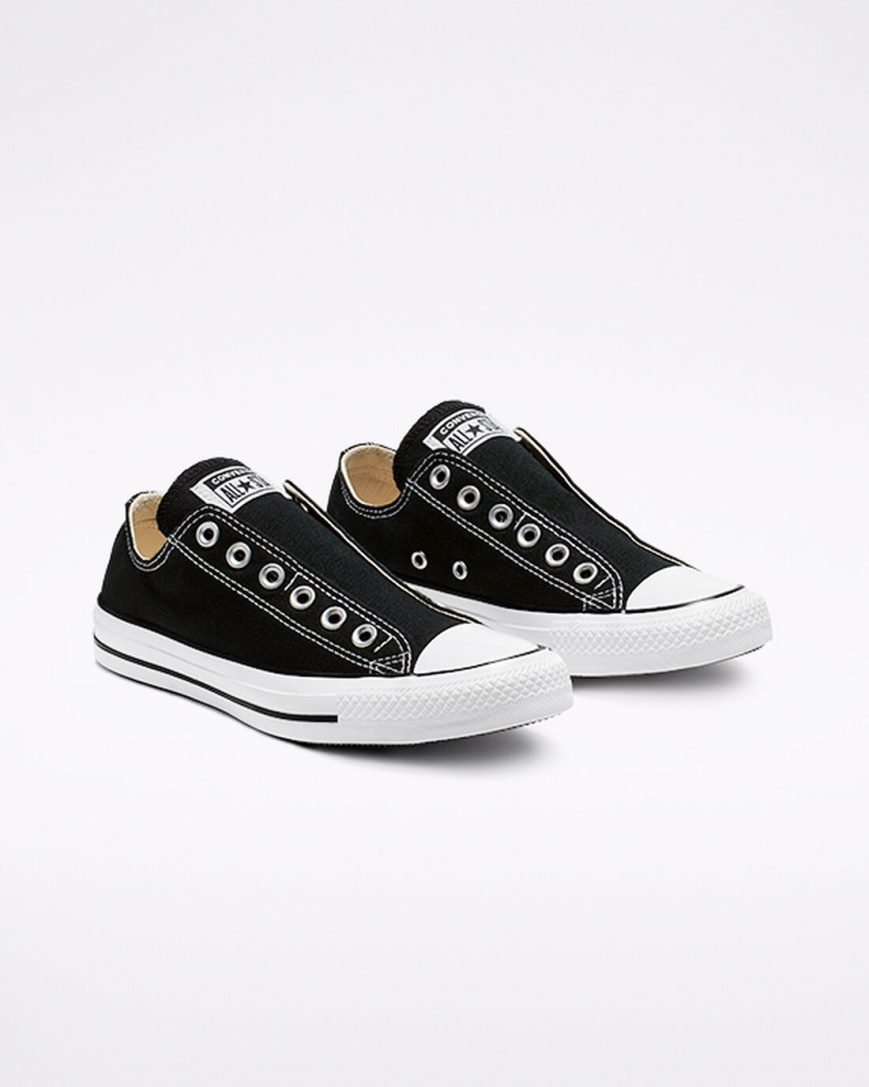 Zapatos Slip On Converse Chuck Taylor All Star Mujer Negras Blancas Negras | PE 7L5482